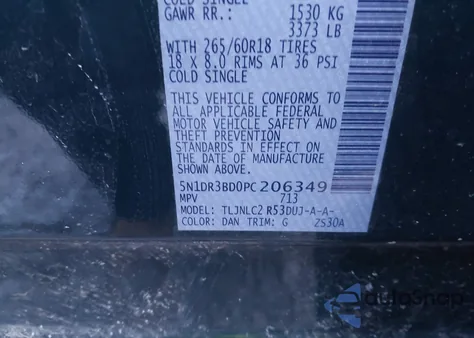 2023 Nissan Pathfinder Rock Creek 4Wd from USA, damaged, VIN 5N1DR3BD0PC206349